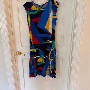 Ralph Lauren Geometric Color block  Dress, Size M, Blue